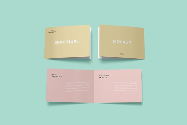 Landscape bifold brochure mockups