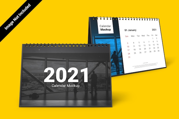 Landscape Calendar Mockup With Spiral Bound