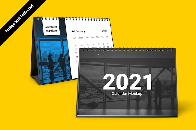 PSD landscape calendar mockup with spiral bound