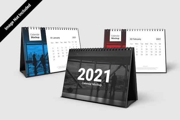 Landscape Calendar Mockup With Spiral Bound