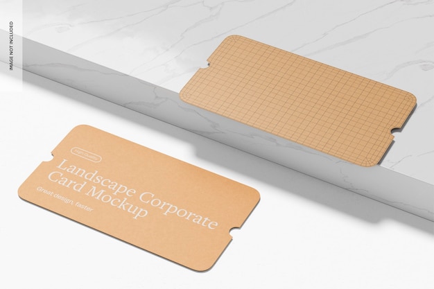 Landscape Corporate Cards on Marble Mockup Perspective