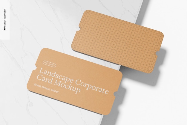 Landscape Corporate Cards on Marble Mockup