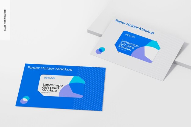 Landscape Gift Cards with Paper Holder Mockup