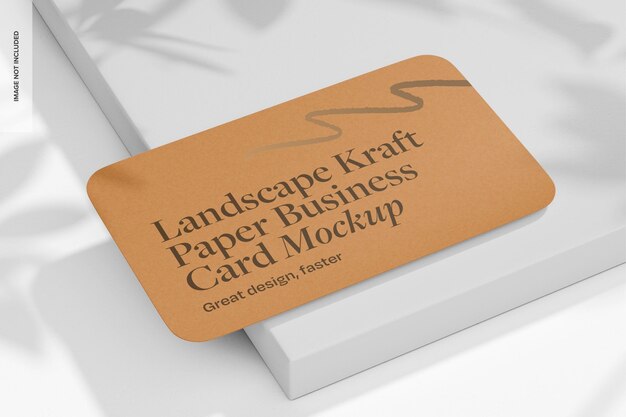 Landscape Kraft Paper Business Card Mockup Perspective