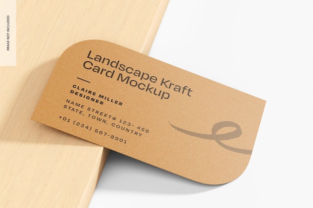 Landscape Kraft Personal Card Mockup Leaned