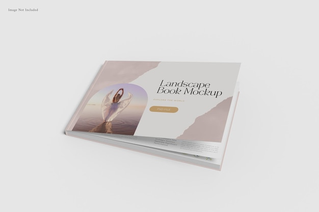 Landscape softcover book mockup