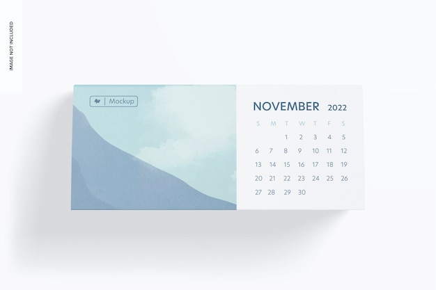 Landscape Table Calendar Mockup, Top View