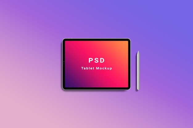 Landscape tablet mockup design with pen