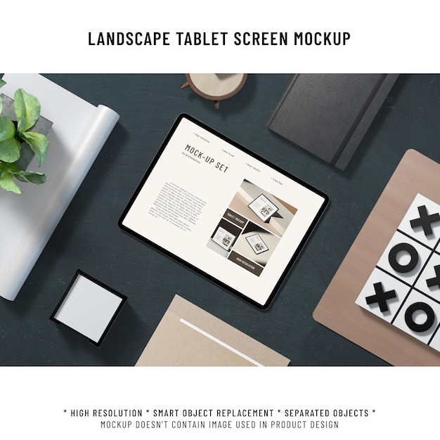 PSD landscape tablet screen mockup