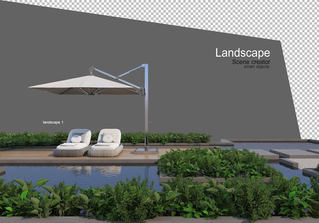 PSD landscaping and outdoor furniture rendering