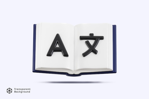 PSD language book icon 3d rendering vector illustration