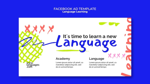 PSD language learning facebook template