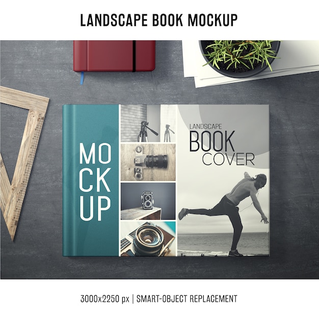 PSD lanscape book mockup