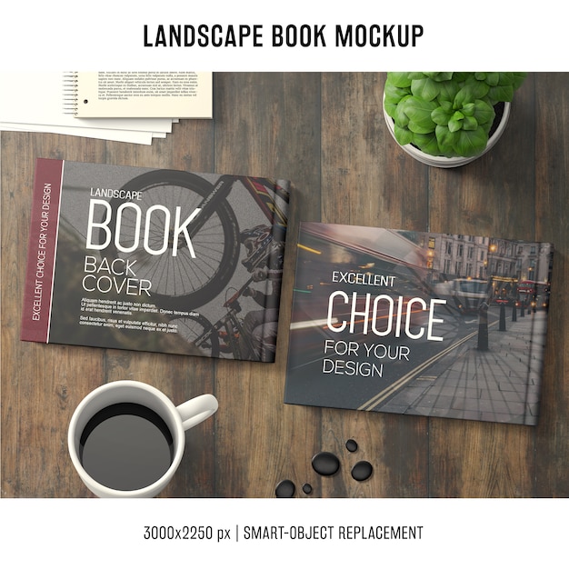 PSD lanscape book mockup