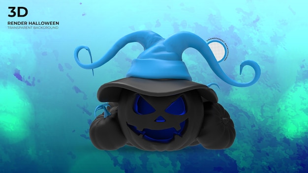 lantern pumkin with hat halloween 3d render