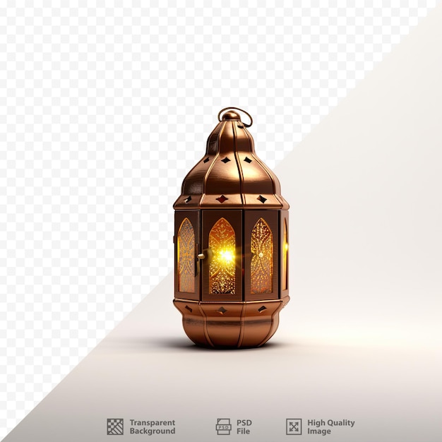 a lantern with a light on it and a white background.