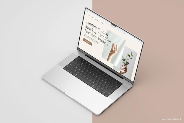 laptop 16 inch macbook pro device digital screen mockup isometric view