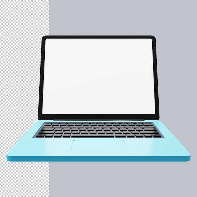 Laptop 3D render Opened computer screen with keyboard Premium PSD