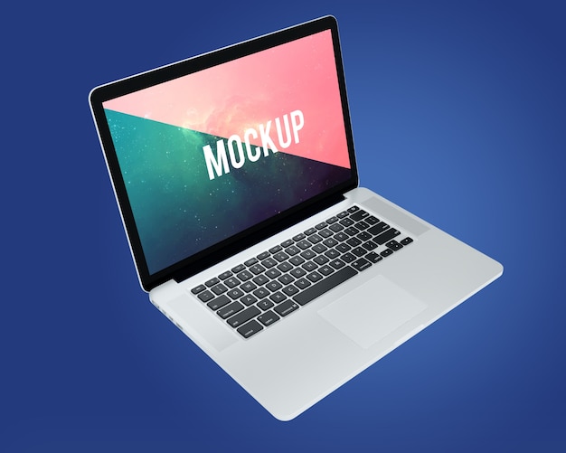 Laptop on blue background mock up