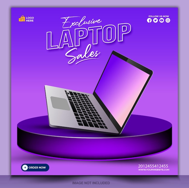 laptop or computer promotional social media poster