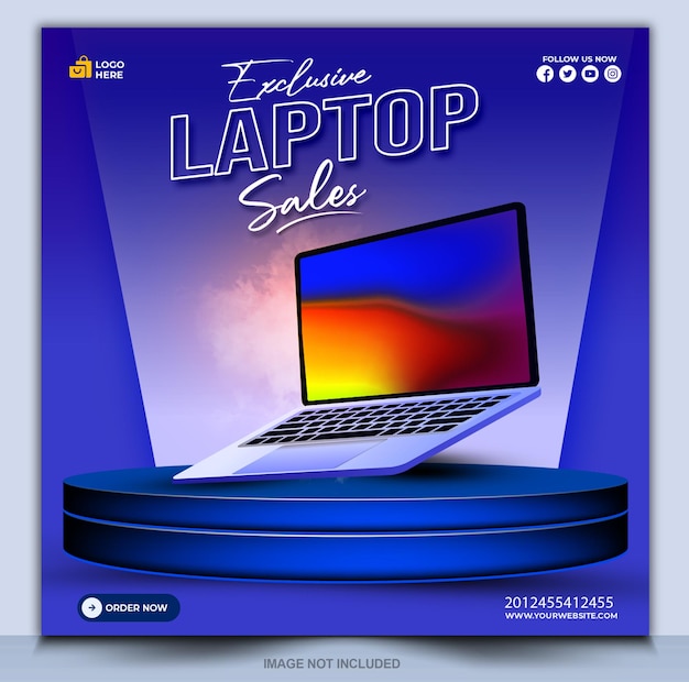 laptop or computer promotional social media poster