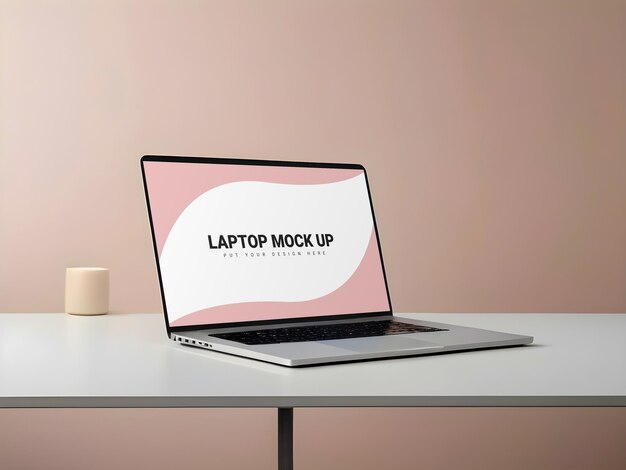 Laptop Computer Screen Display Mockup PSD Template on Solid Background