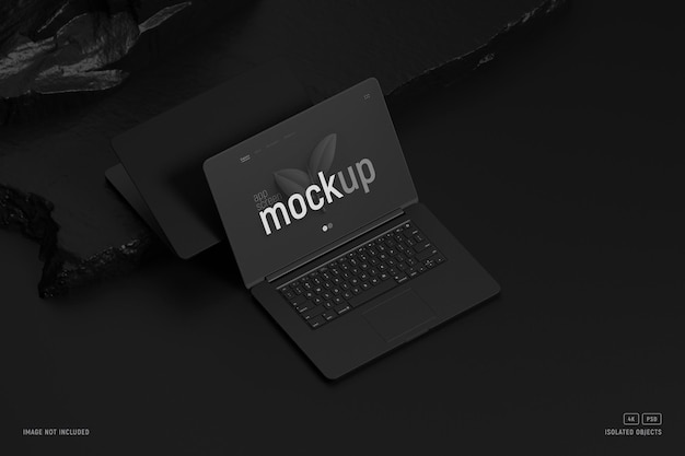 Laptop Device Clay Mockup perspective view