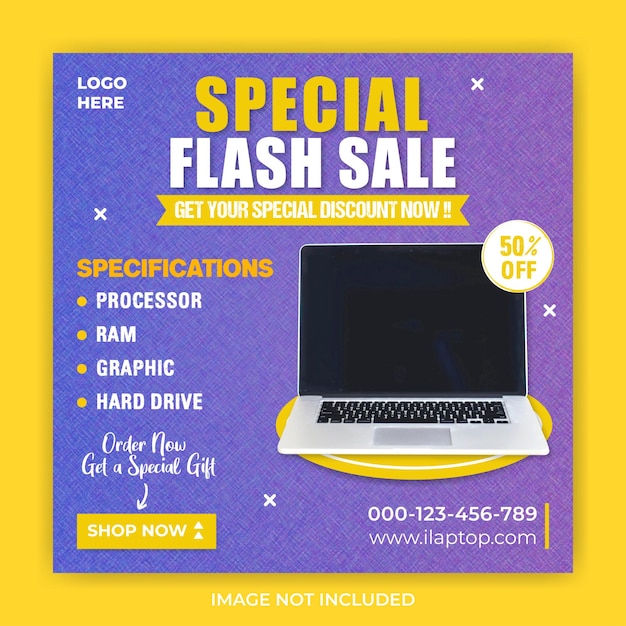 laptop flash sale flyer banner post