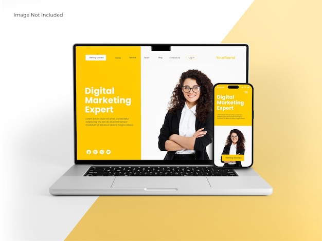 Laptop and full-screen smartphone mockup. ui ux app presentation mockup. Macbook M2 Pro