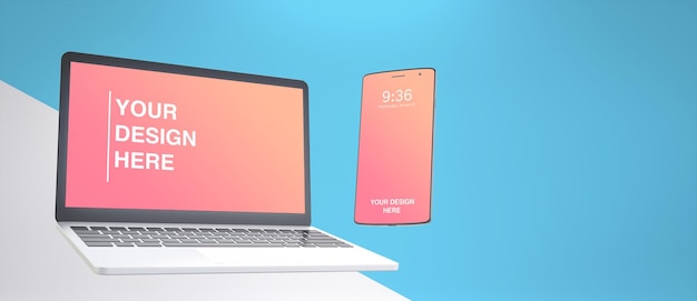 Laptop and mobile phone mock up screens