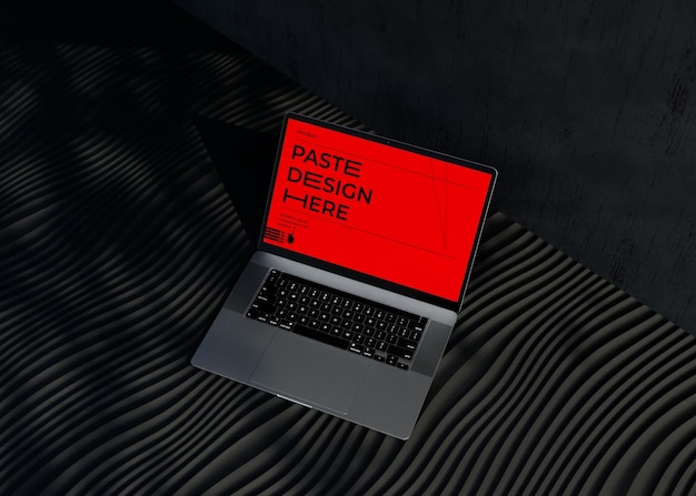 PSD laptop mockup on black background