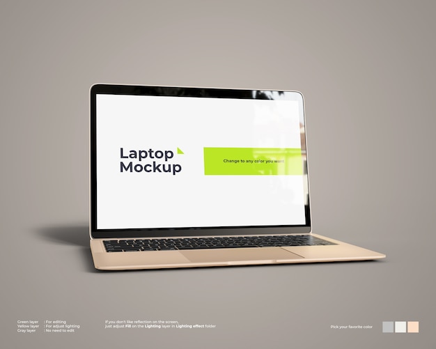 Laptop mockup looks left view