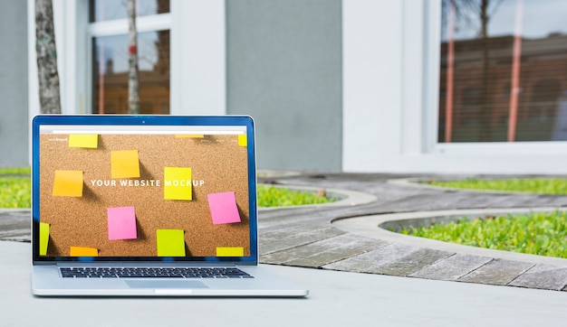 Laptop mockup outdoors