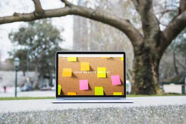 Laptop mockup outdoors