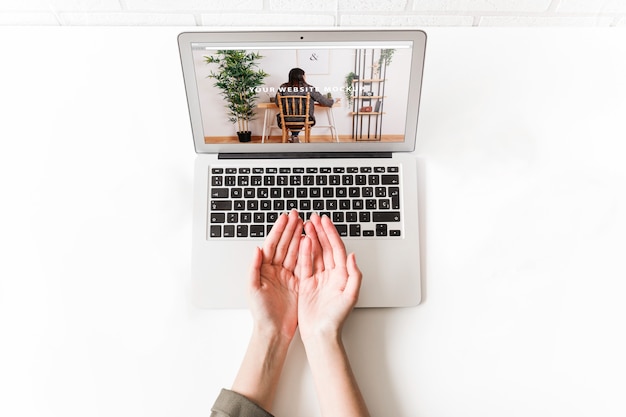 Laptop mockup with hands