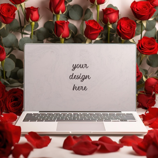 PSD laptop mockups collection bundle computer mockups flowers minimalist background