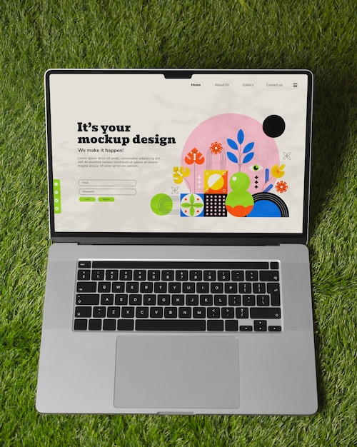 Laptop outdoors mockup