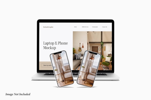 Laptop and Phone Mockup Premium Psd