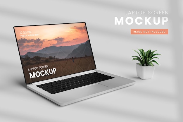 Laptop Screen Mockup Front View in 3D Rendering