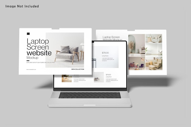 PSD laptop screen website mockup