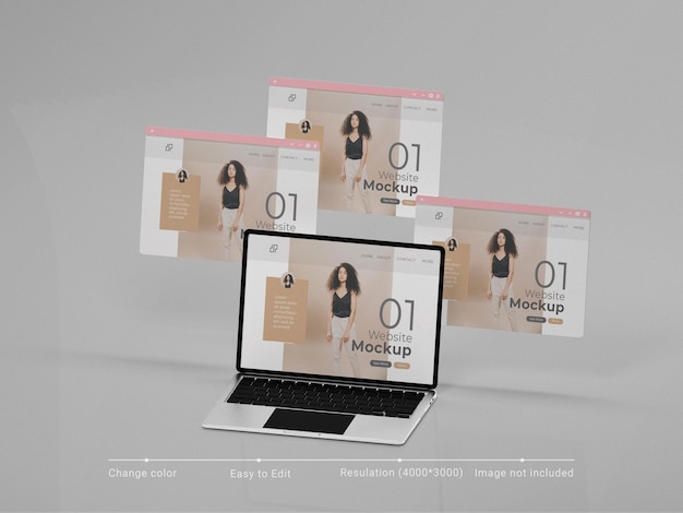 Laptop screen with website presentation mockup