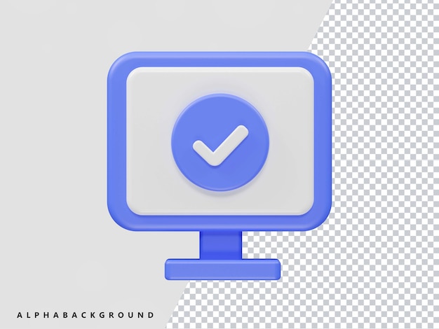 Laptop varified icon 3d render