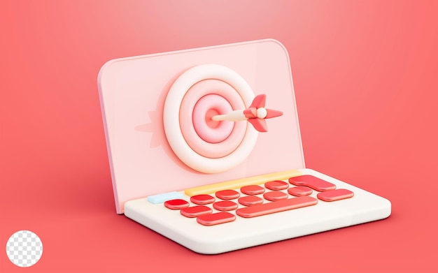 laptop with bullseye arrow aim target business goal and perfect marketing concept 3d illustration