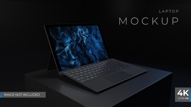 PSD laptop with dark background 3d render