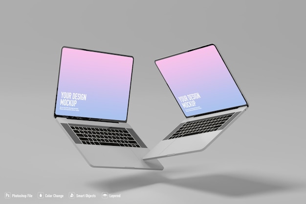 Laptops mockup on white background