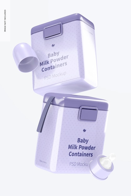 Large Baby Milk Powder Containers Mockup, Falling