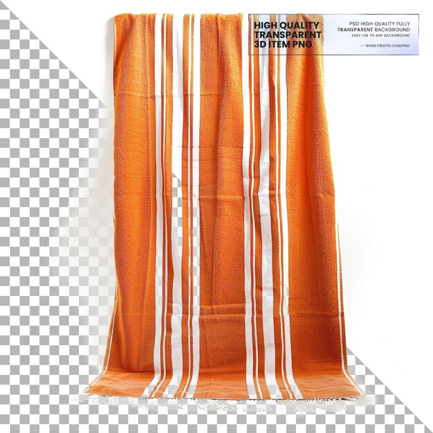 PSD large beach towel for drying off and lounging on transparent background