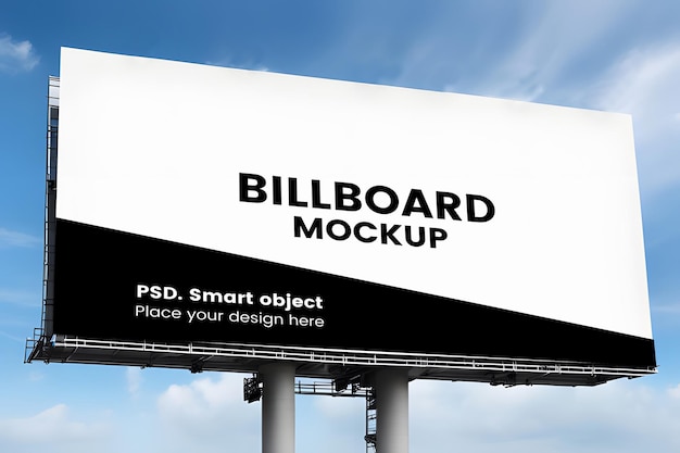 Large billboard against blue sky mockup