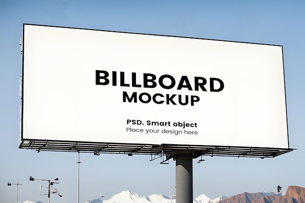 Large billboard against blue sky mockup