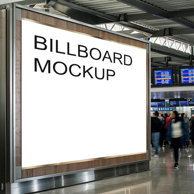 Large billboard inside the airport